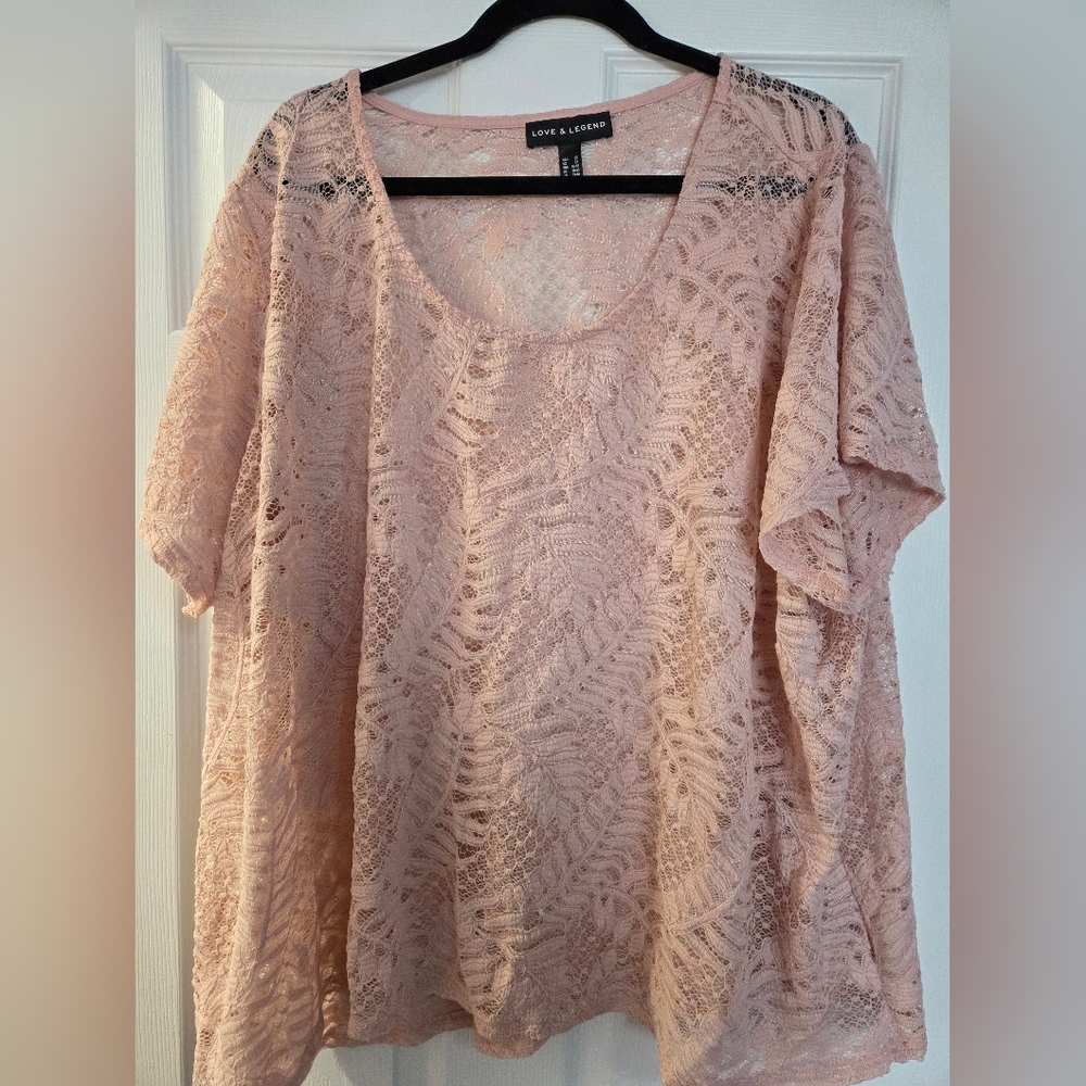 Love & Legend Blush Lace Scoop-Neck Top